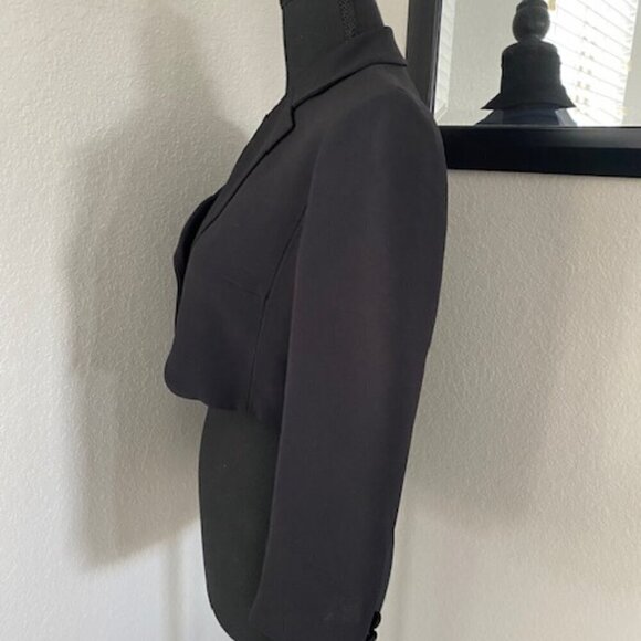 MOSCHINO Cheap & Chic Single Button Black Cropped Suit Blazer Jacket Sz 6 - Picture 6 of 14